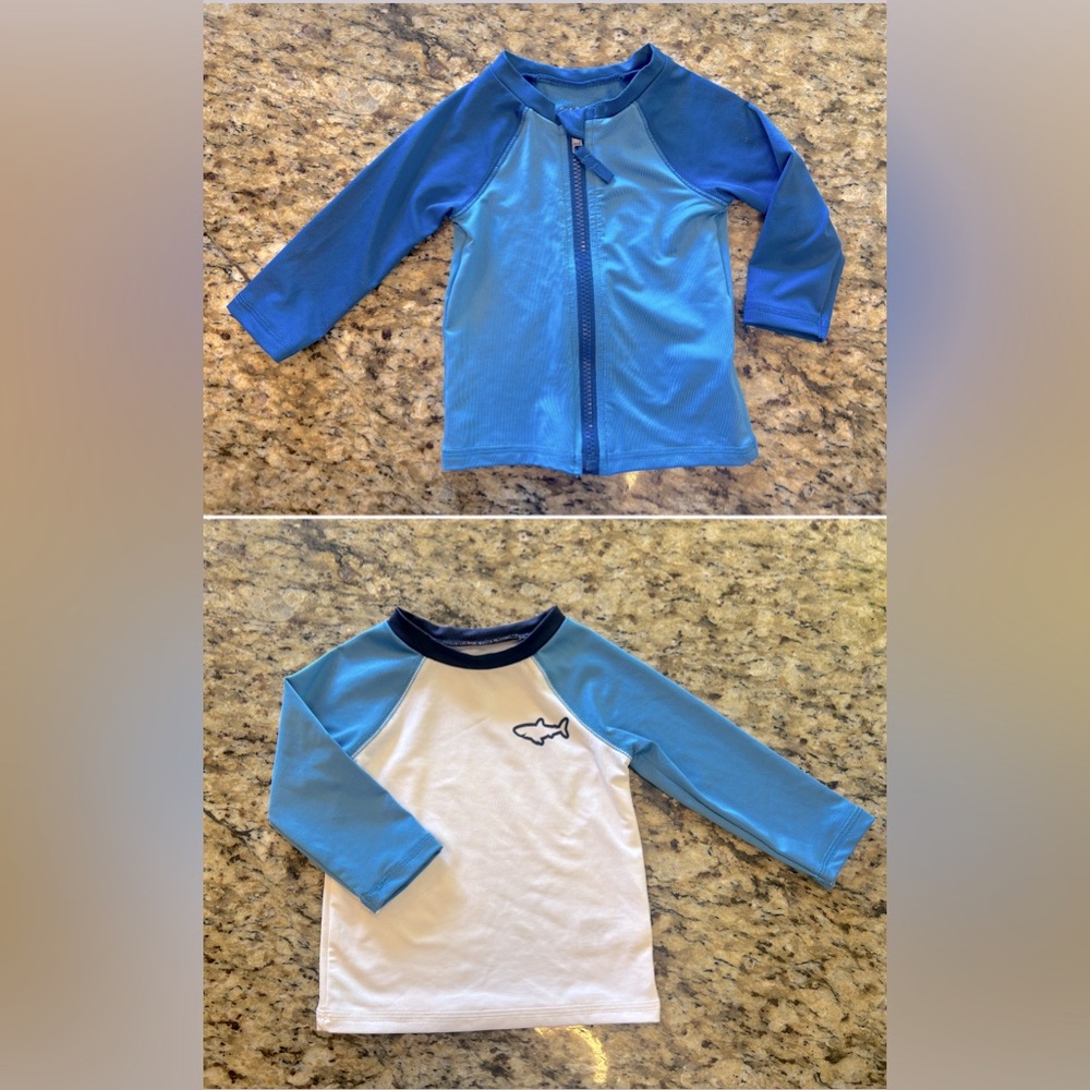 2 Cat & Jack Swim Rashguard Shirts 12m